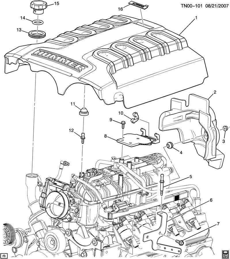 0810 GENUINE HUMMER H3 ALPHA 5.3L V8 ENGINE COVER 12633093 Factory