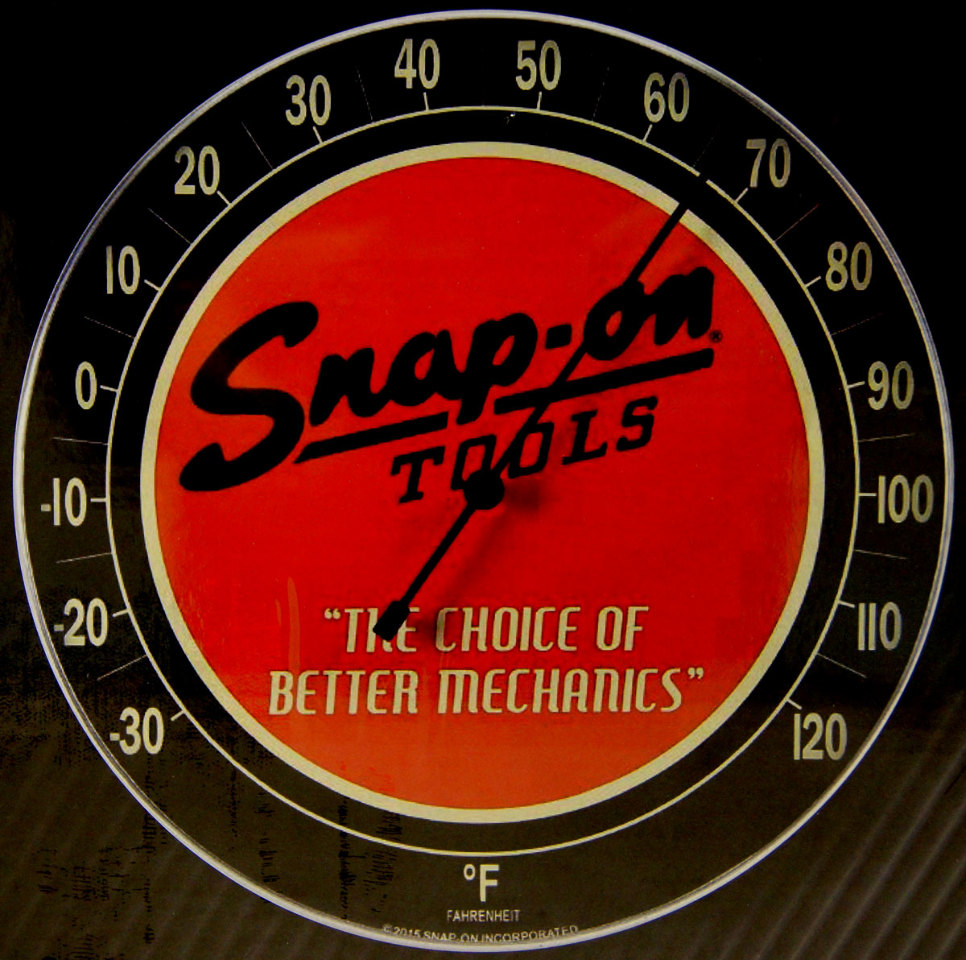 SnapOn Tools 12" Round Wall Thermometer Fahrenheit NIB Metal & Glass