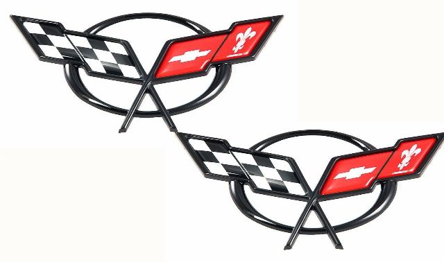 1997-04 Chevy Corvette C5 Front & Rear Emblems Badge Flags New 19207384