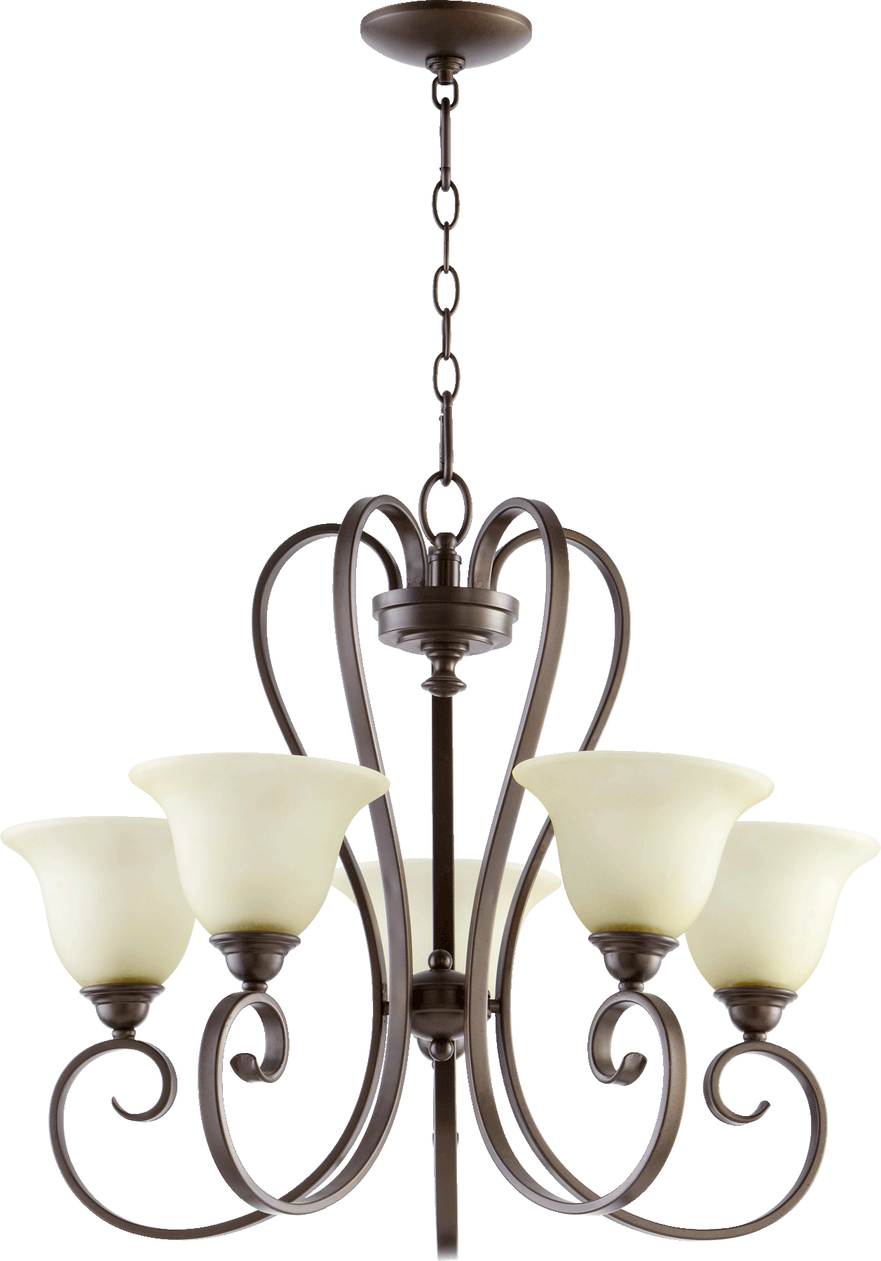 Oiled Bronze Celesta 5Light 26" Wide Chandelier W/Amber Scavo Glass