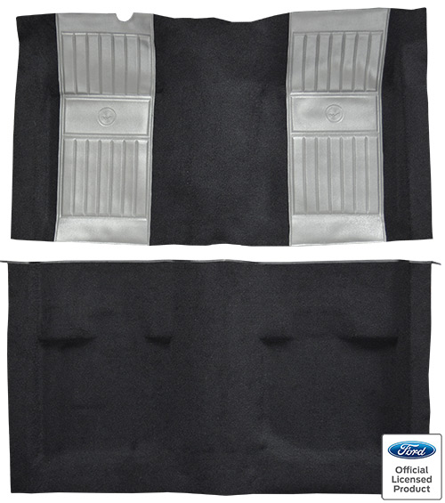 1971-1973 Ford Mustang Mach I Carpet Replacement - Nylon - Complete | Fits: Fastback, with 2 Gray Running Pony Inserts