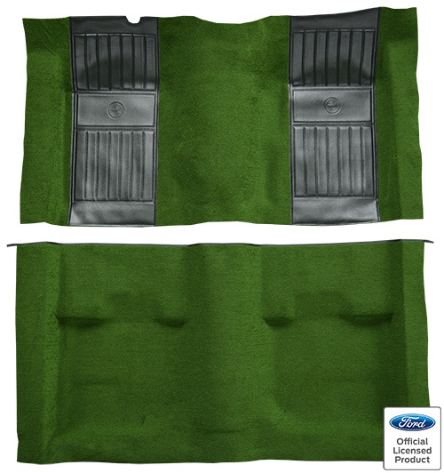 1971-1973 Ford Mustang Mach I Carpet Replacement - Nylon - Complete | Fits: Fastback, with 2 Green Running Pony Inserts