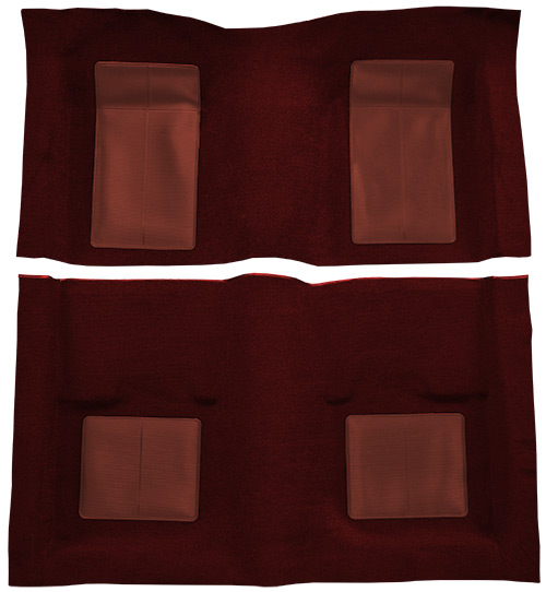 1969 Ford Mustang Carpet Replacement - Nylon - Complete | Fits: Fastback, Mach I with 4 Maroon Inserts
