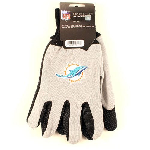 NFL Licensed Football Miami Dolphins Two Tone Team Dot Grip Palm Gloves