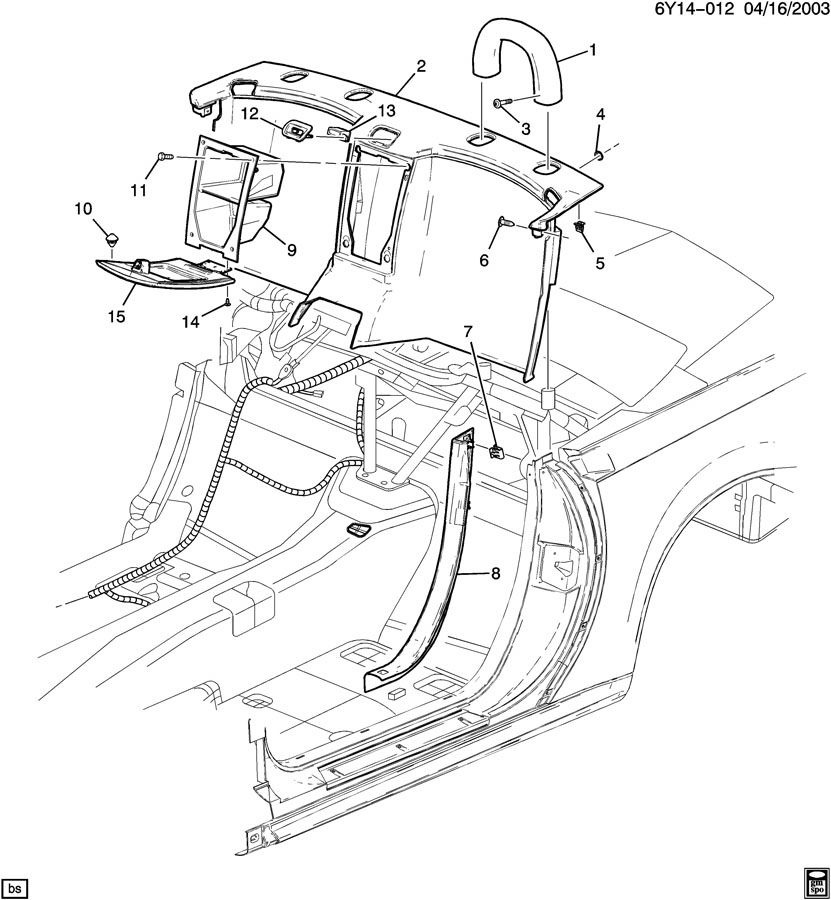 Cadillac XLR Drivers Seat (LH) Roll Bar Hoop Loop Headrest Ebony