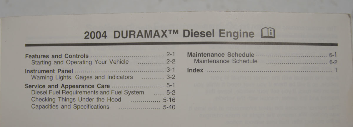 2004 Chevy GMC Sierra Silverado Duramax Diesel Owners Manual Used