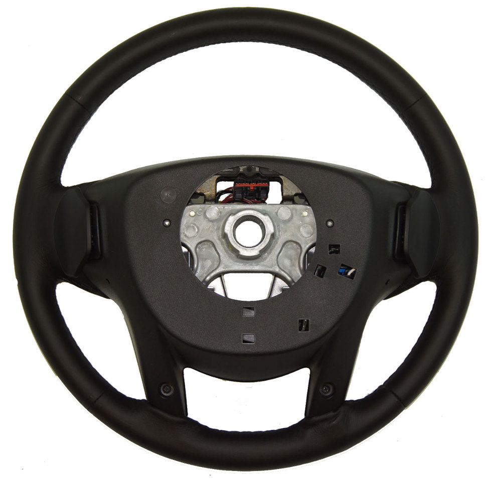 2013-2014 Cadillac XTS Steering Wheel Black Leather Brown Wood W/Paddle