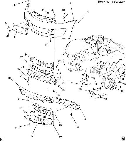 2006-2010 Solstice SKY Right RH Front Bumper Brace New OEM 25791143 15286232