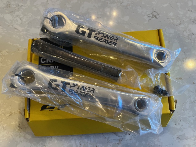 GT BMX Crank Power Series Manivelle Polished Alloy 175mm Silver Old School