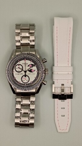 Mission to the Pink Moonphase Mod Moonswatch Stainless Steel Case Watch Custom