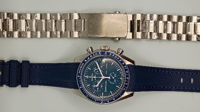 Mission to Neptune Moonphase Mod Moonswatch Stainless Steel Case Watch Custom