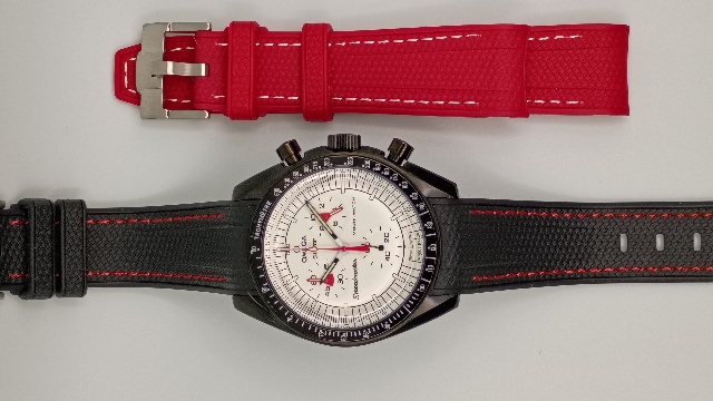 Mission to Mars Red Moonphase Mod Moonswatch Stainless Steel Case Watch Custom