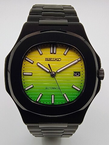 Custom NH35 Mod – Cole Trickle Yellow Mellow Dial SKX Nautilus Case 40mm 