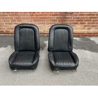 1964 Corvette Used Black Leather Seat Assemblies w/Tracks Pair