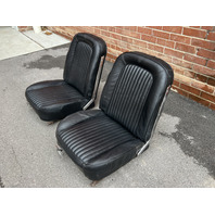 1964 Corvette Used Black Leather Seat Assemblies w/Tracks Pair