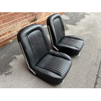 1964 Corvette Used Black Leather Seat Assemblies w/Tracks Pair