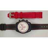Mission to Mars Red Moonphase Mod Moonswatch Stainless Steel Case Watch Custom